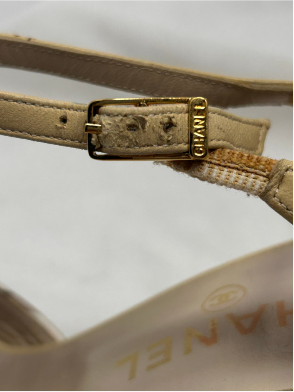 Chanel Vintage Beige T-Strap D’Orsay Pumps Geometric Toe Cap Size 40 - Picture 6 of 11